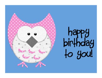 Owl Birthdays by MrsAinK | Teachers Pay Teachers