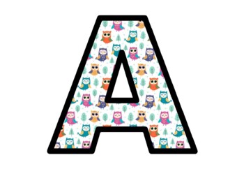 Preview of Owl Bulletin Board Letters, Classroom Décor, Alphabet and Number Posters