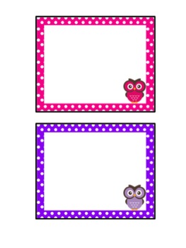 Preview of Owl Cards/Labels - blank, polka dot FREEBIE