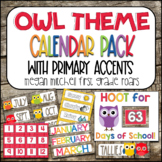 Owl Theme Classroom Calendar Helper with Primary Accents