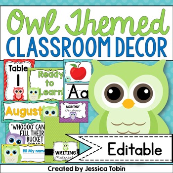 Preview of Owl Theme Classroom Decor, Owl Classroom Decor Bundle