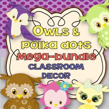 Preview of Owl Classroom Decoration kit mega bundle-Editable!