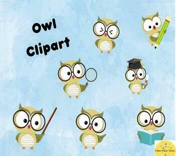 Preview of Owl Clip Art Classroom Reading Book Graduation Library