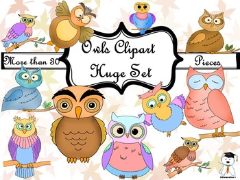 Preview of Lovely Owl Clip Art - Huge Set - Over 20 Different Cute Owls