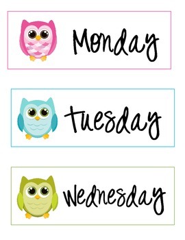 days of the week printable labels