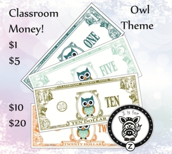 Preview of Owl Dollars - Classroom money, reward or economy {ZisforZebra}