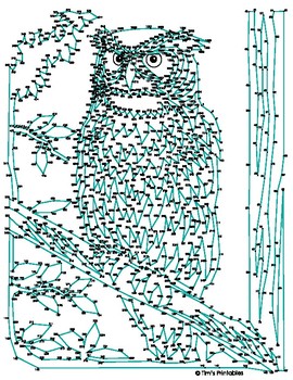 Owl Extreme Dot-to-Dot / Connect the Dot PDF by Tim's Printables