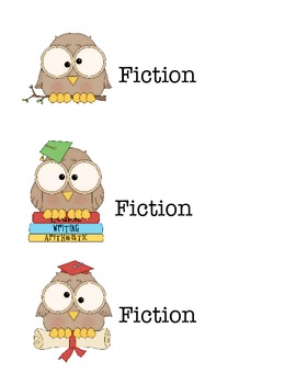 Preview of Owl Fiction and Nonfiction Book Basket Labels