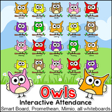 Owl Theme SMARTboard Attendance with Lunch Count for All Interactive Whiteboards