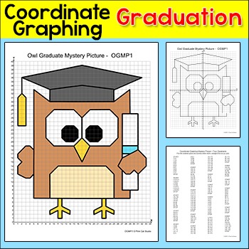 Preview of Owl Graduate Coordinate Graphing Ordered Pairs Mystery Picture: End of Year Math