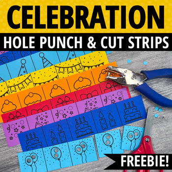 Preview of Free Fine Motor Hole Punch Activity - Celebration Theme Hole Punch & Cut Stirps