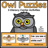 Owl Literacy Center - Letters, CVC Words, and Sentence Puzzles