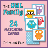 Printable Owl Themed Memory Matching Card Game