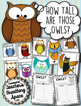 Preview of Owl Measuring Math Game  |  How Tall Are Those Owls? Fall Math Center