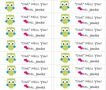 Preview of Owl Miss You Editable