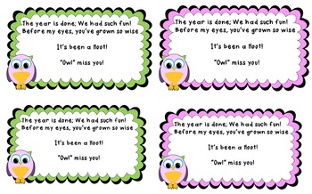 Owl Miss You- End of Year Card for your students | TpT