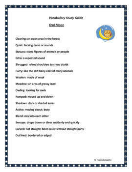 grade list sheet Moon TpT Search  Word by and HappyEdugator Vocabulary Owl