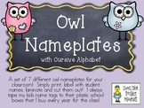 Owl Nameplates with the Cursive Alphabet ~ 7 Different Versions
