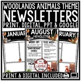 Owl Theme Classroom Monthly & Weekly Newsletter Template Editable