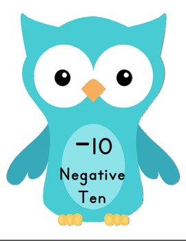 Preview of Owl Number Line with Negatives