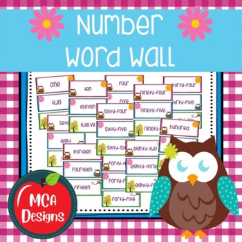 Preview of Owl Number Word Wall