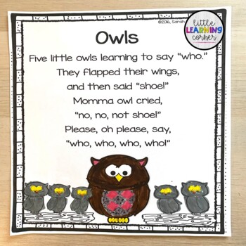 Owl Poem for Kids by Little Learning Corner | Teachers Pay Teachers