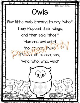 Preview of Owl Poem for Kids | Animal Fall Poems for Kids