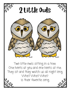 Owl Poem for Kindergarten- 2 Little Owls Fingerplay with Matching Game