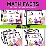 MATH FACTS Fluency Centers Poke Card Bundle | Owl Theme