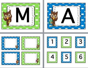 Preview of Owl & Polka Dot Class Decor-EDITABLE-Word Wall Headers-Labels-CAFE-Cubbie #'s