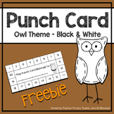 Owl Punch Card - Black and White