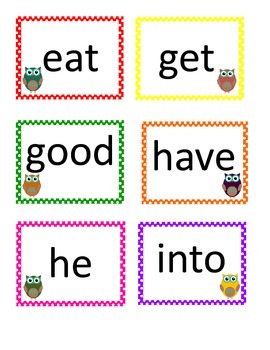 Owl Sight Words for Word Wall by Ms Hohman | Teachers Pay Teachers