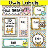Owl Theme Editable Classroom Labels and Templates