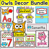 Owl Theme Classroom Decor Pack - Jobs Labels, Word Wall, T