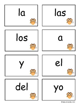 spanish kindergarten sight words list