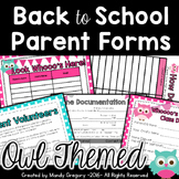 Owl Themed Back to School Parent Forms