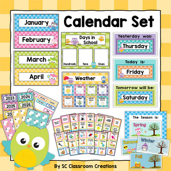 Owl Themed Calendar Set Owl- Owl Classroom Decor by SC Classroom Creations