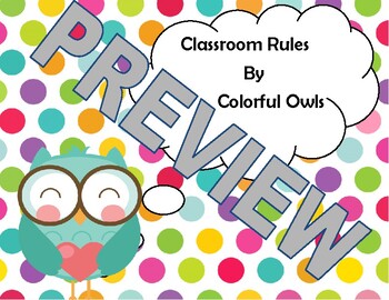 Preview of Owl Themed Classroom Rules