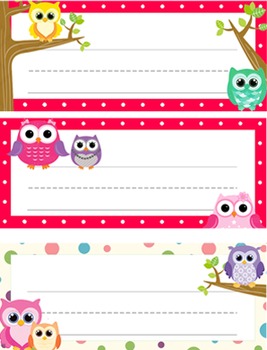 owl themed editable name tags by teaching tails tpt