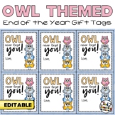 Owl Themed End of the Year Gift Tags for Students
