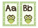 Owl Themed Letters A-Z Green Polka Dots