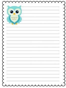 Owl Themed Lined Paper by What a Hoot | Teachers Pay Teachers