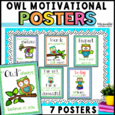Growth Mindset Motivational Posters and Owl Themed Bulleti