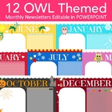 Owl Newsletter Templates  - 12 Editable Monthly Themes