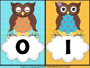 Owl Themed Number Poster Cards by Michelle and the Colorful Classroom