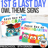 Owl Themed, Printable 1st Day of School Signs 2021-22, Preschool to 8th grade