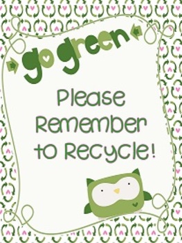 Preview of Owl Themed Recycling "Go Green" Poster