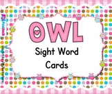 Owl Themed Sight Word Cards - FREE