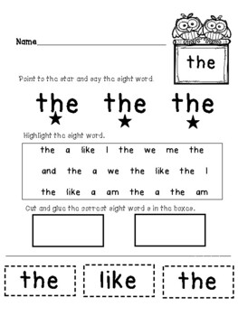 Owl Themed Sight Word Packet by Julie Meyer | Teachers Pay Teachers