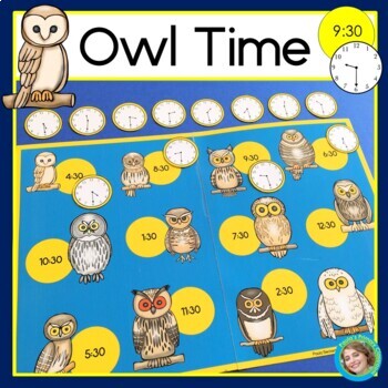 Preview of Owls Theme Telling Time to the Hour and Half Hour Worksheets and Games